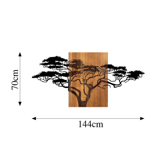 Wallity Acacia Tree - 329 Escultura de Pared de Madera y Metal en Negro y Nogal